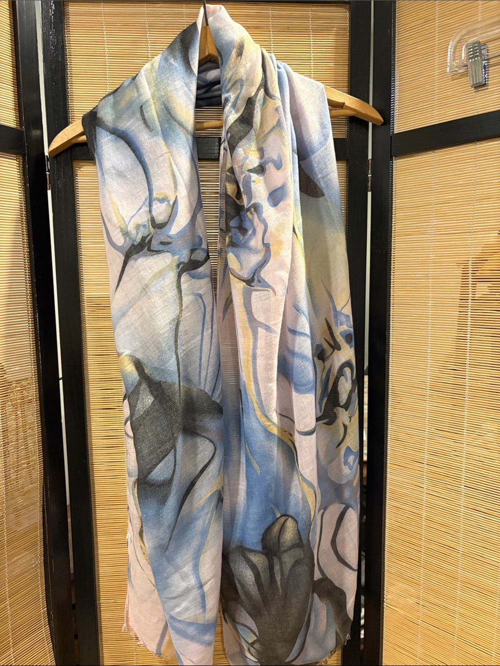 Abstract Floral Blue & Gray Lightweight Scarf